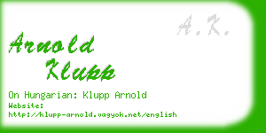 arnold klupp business card